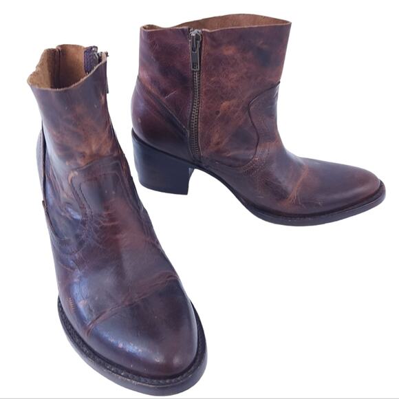 Freebird Leather Boots Sz 7 Salt Side Zip Brown Distressed Festival Boho Boots - Picture 1 of 6
